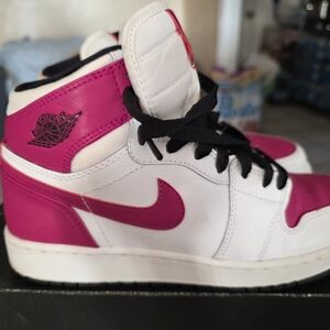 Jordan Women's Pink and White Sneakers